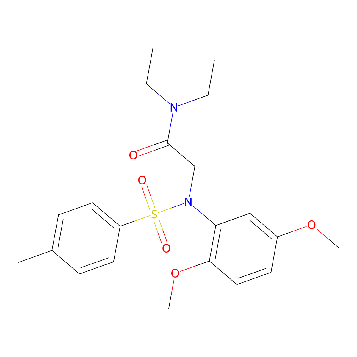 2-(2,5-dimethoxy-N-(4-methylphenyl)sulfonylanilino)-N,N-diethylacetamide molecular structure, CAS 6169-63-7