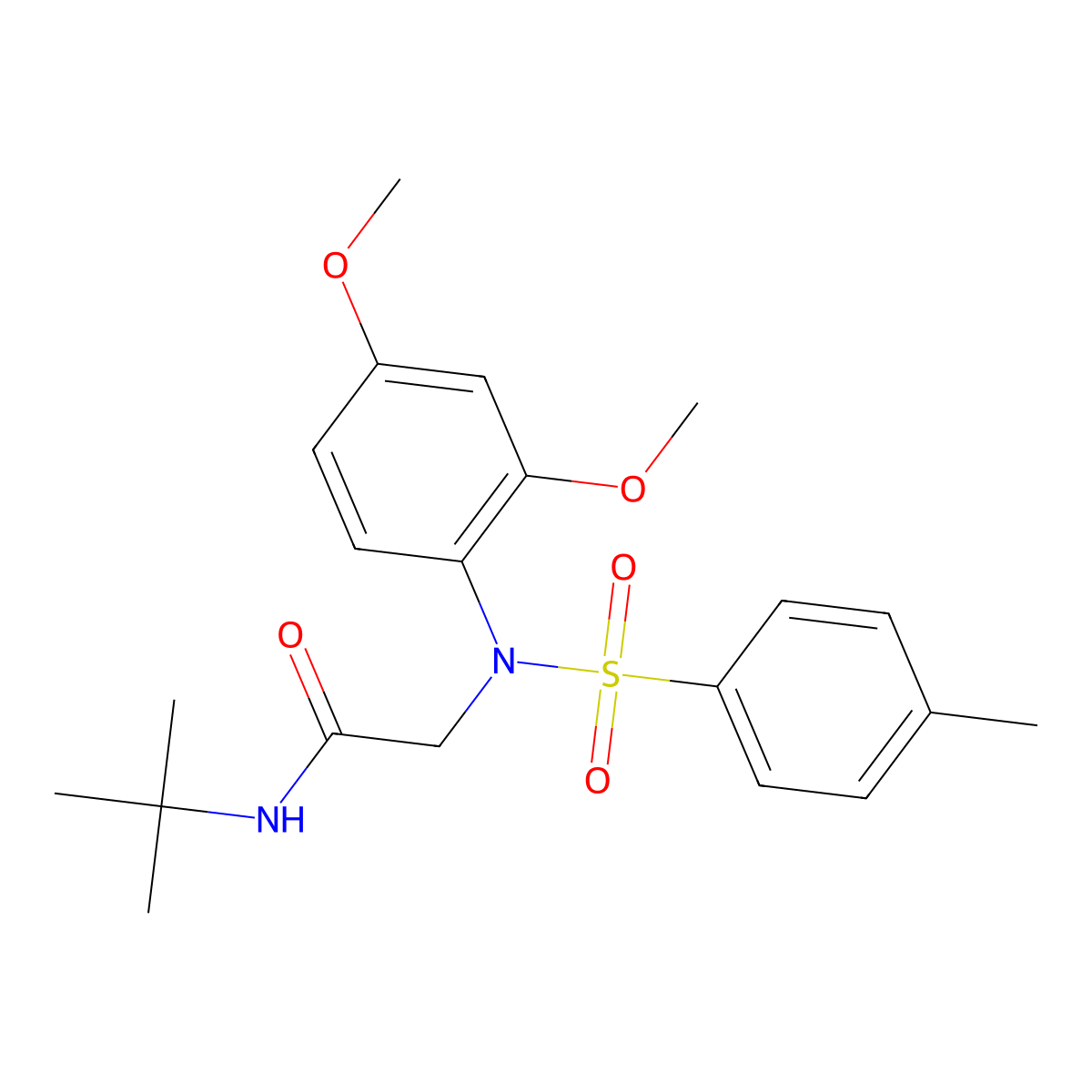 N-tert-butyl-2-(2,4-dimethoxy-N-(4-methylphenyl)sulfonylanilino)acetamide molecular structure, CAS 6169-66-0