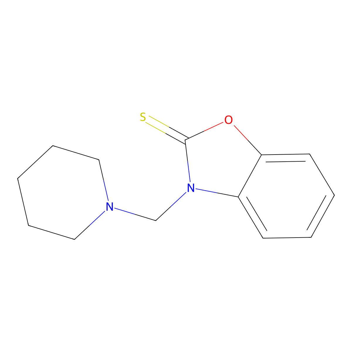 2(3H)-Benzoxazolethione, 3-(1-piperidinylmethyl)- molecular structure, CAS 6169-76-2