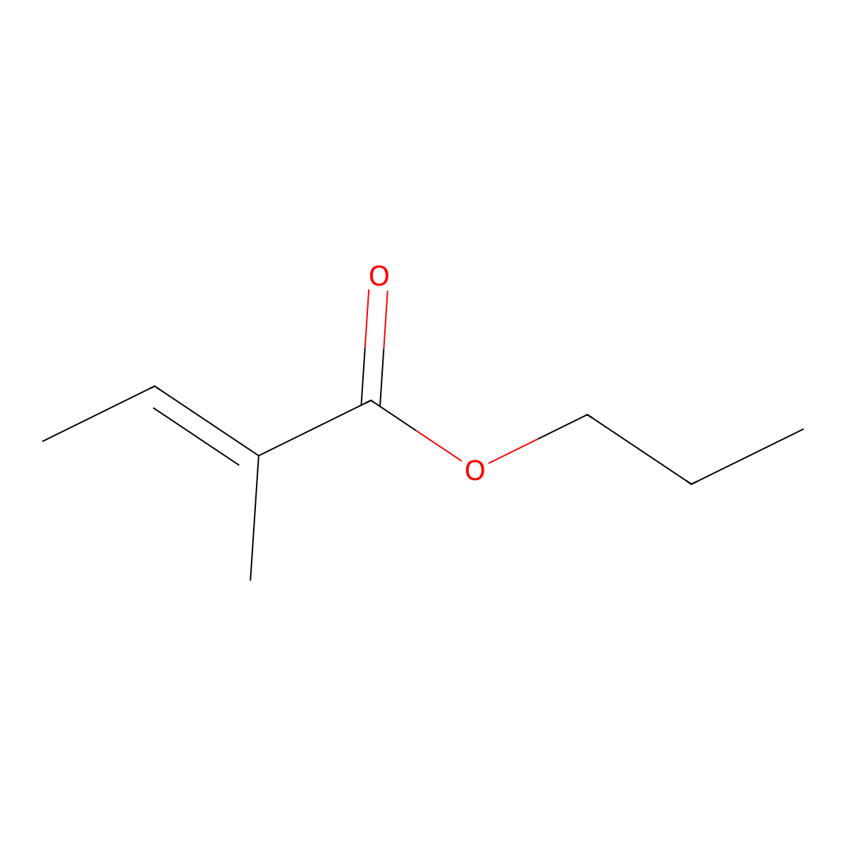 Propyl tiglate molecular structure, CAS 61692-83-9