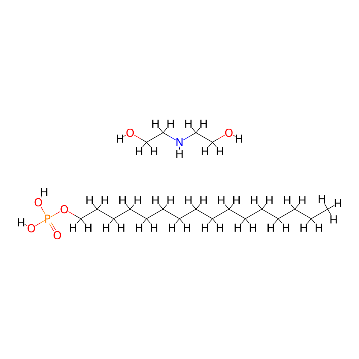 Diethanolamine cetyl phosphate molecular structure, CAS 61693-41-2