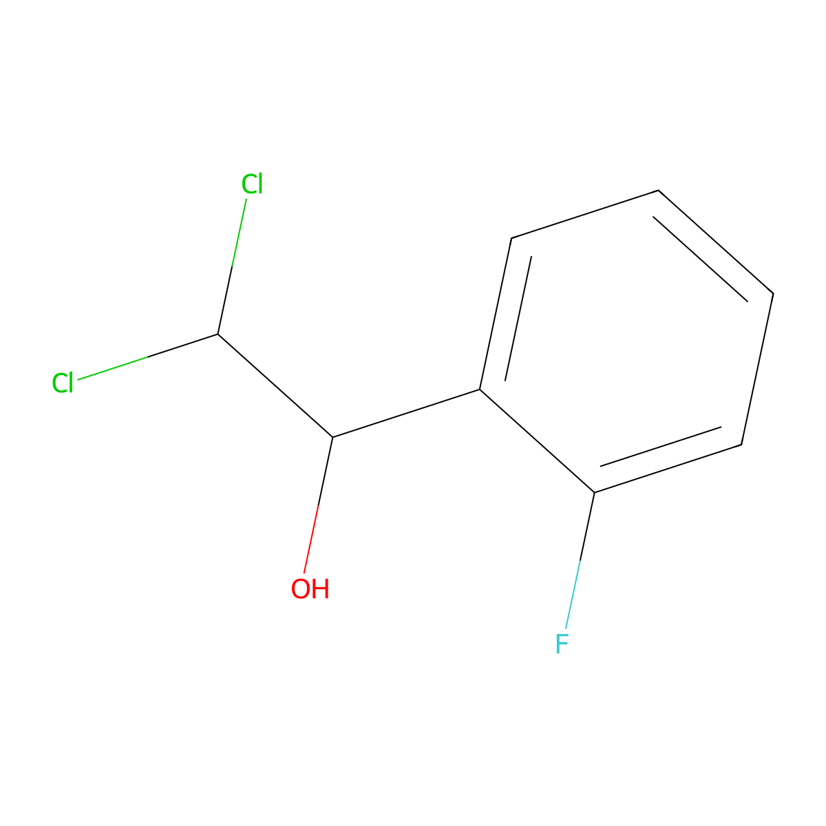 2,2-Dichloro-1-(2-fluorophenyl)ethanol molecular structure, CAS 61693-74-1