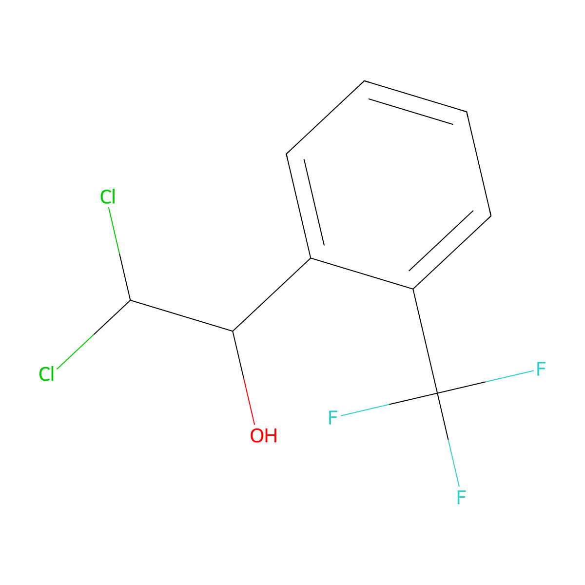 2,2-Dichloro-1-(2-(trifluoromethyl)phenyl)ethanol molecular structure, CAS 61693-76-3
