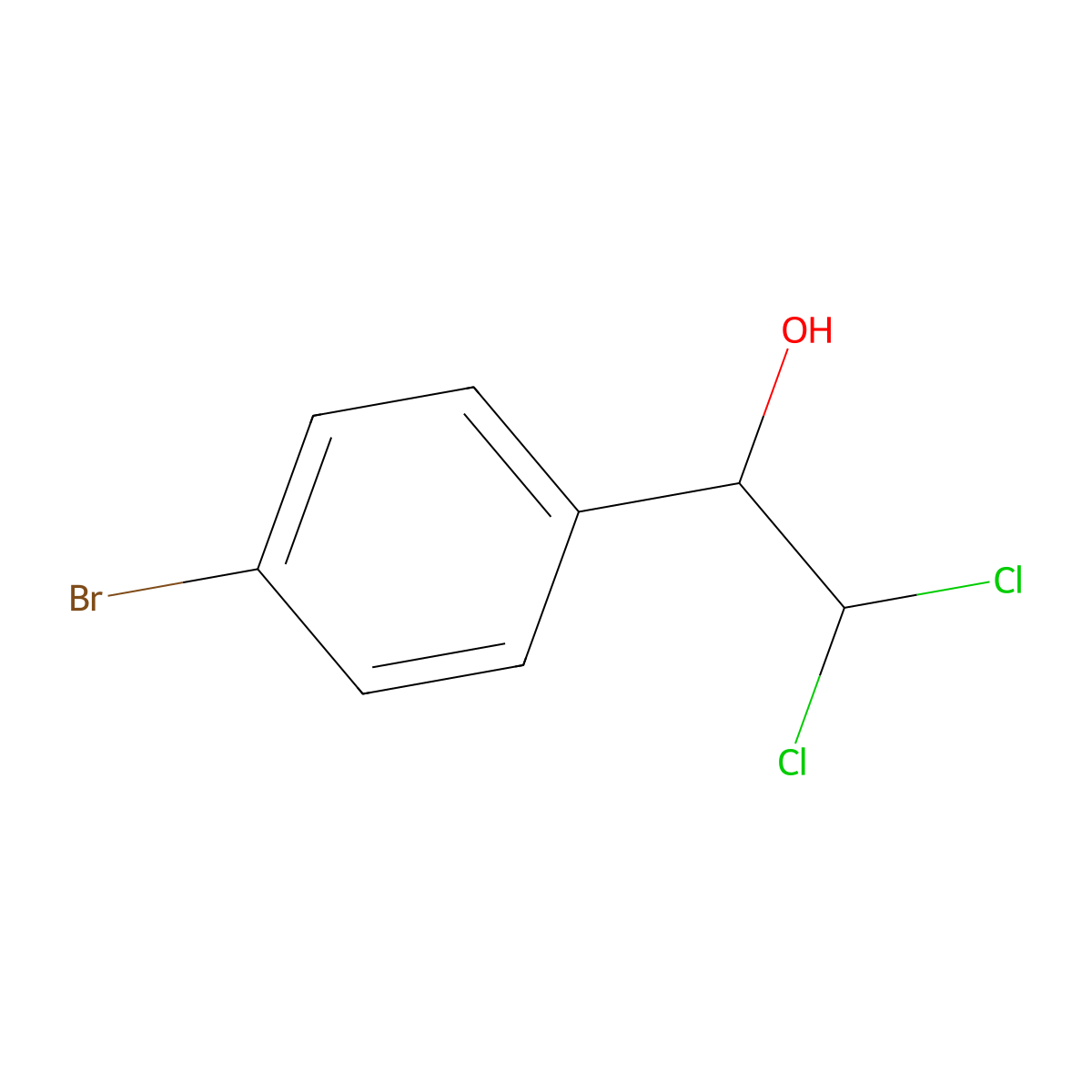 1-(4-Bromophenyl)-2,2-dichloroethanol molecular structure, CAS 61693-77-4