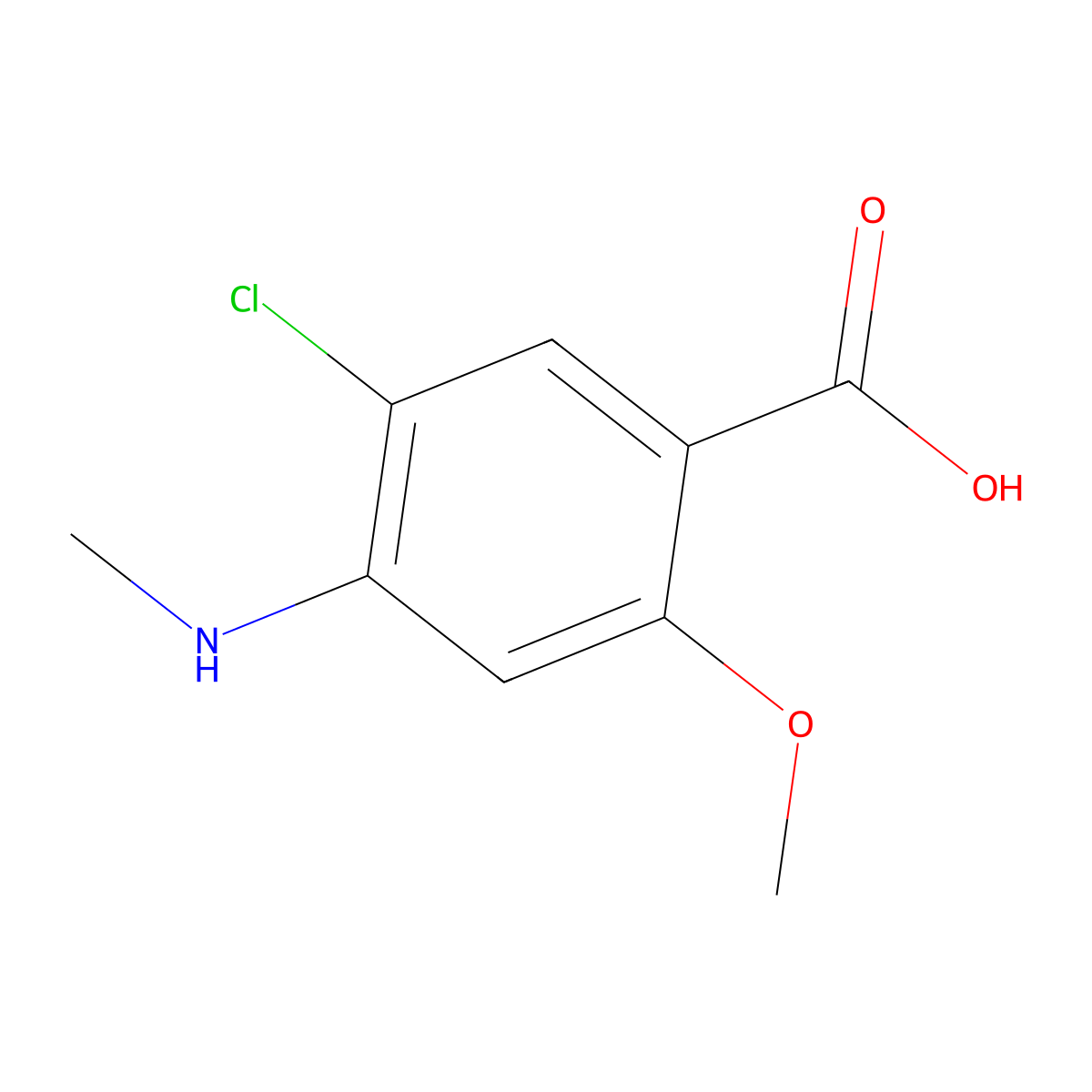 5-Chloro-2-methoxy-4-(methylamino)benzoic acid molecular structure, CAS 61694-98-2
