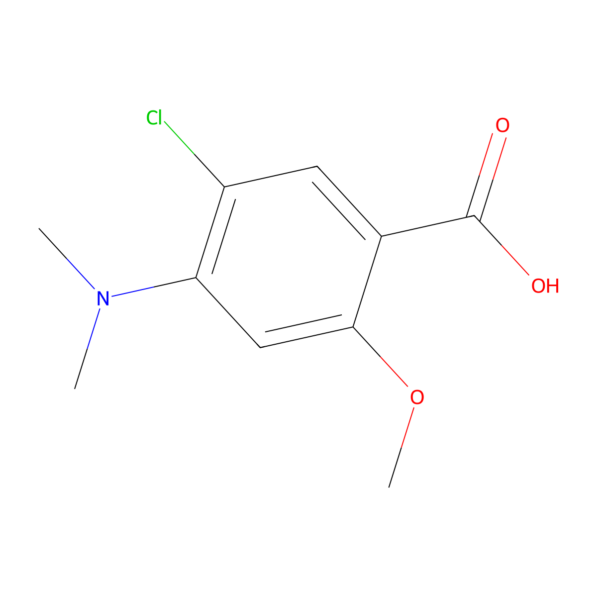 5-Chloro-4-dimethylamino-2-methoxybenzoic acid molecular structure, CAS 61695-09-8