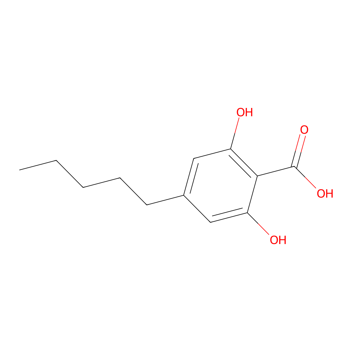 Benzoic acid, 2,6-dihydroxy-4-pentyl- molecular structure, CAS 61695-63-4
