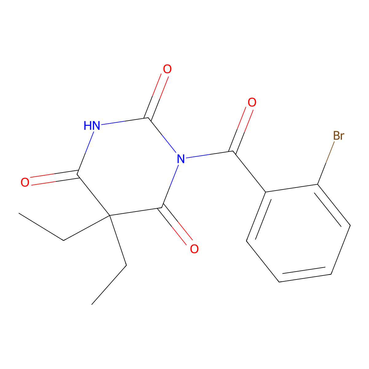 2,4,6(1H,3H,5H)-Pyrimidinetrione, 1-(2-bromobenzoyl)-5,5-diethyl- molecular structure, CAS 61698-38-2