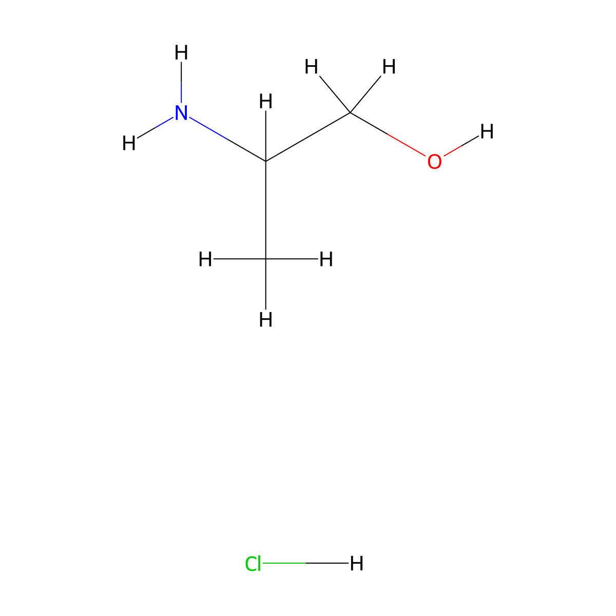 2-Aminopropanol hydrochloride molecular structure, CAS 6170-23-6