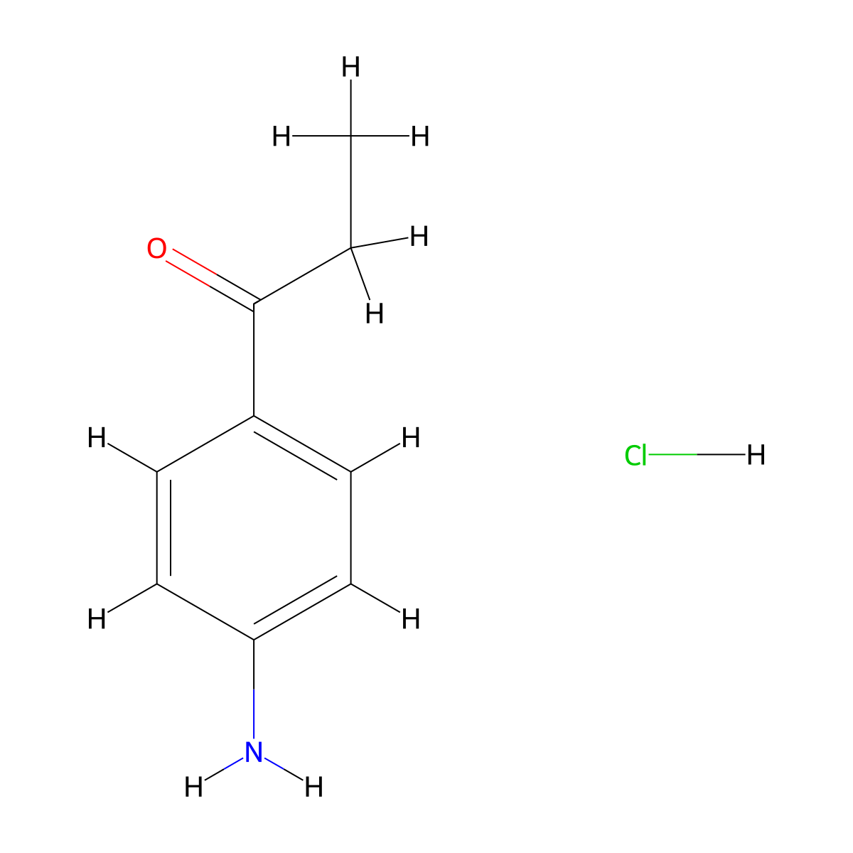 p-Aminopropiophenone hydrochloride molecular structure, CAS 6170-25-8
