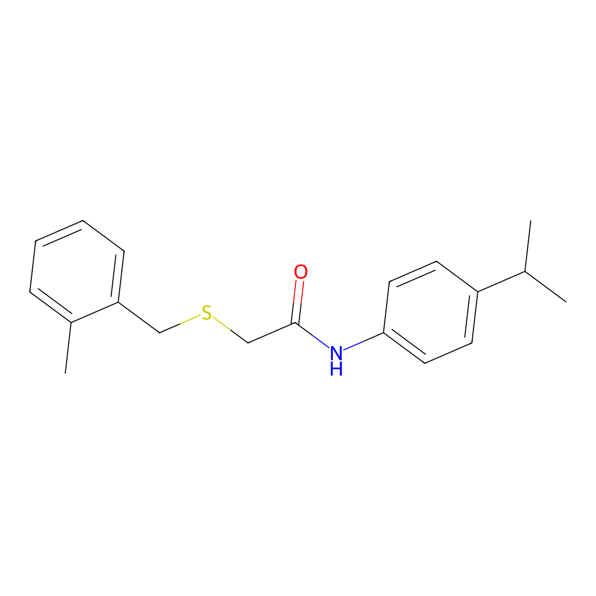 2-[(2-methylphenyl)methylsulfanyl]-N-(4-propan-2-ylphenyl)acetamide molecular structure, CAS 6170-53-2