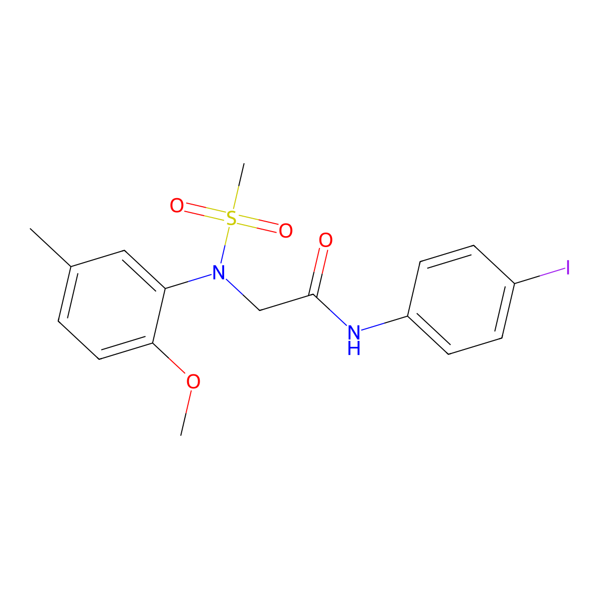 N-(4-iodophenyl)-2-[2-methoxy-5-methyl(methylsulfonyl)anilino]acetamide molecular structure, CAS 6170-75-8