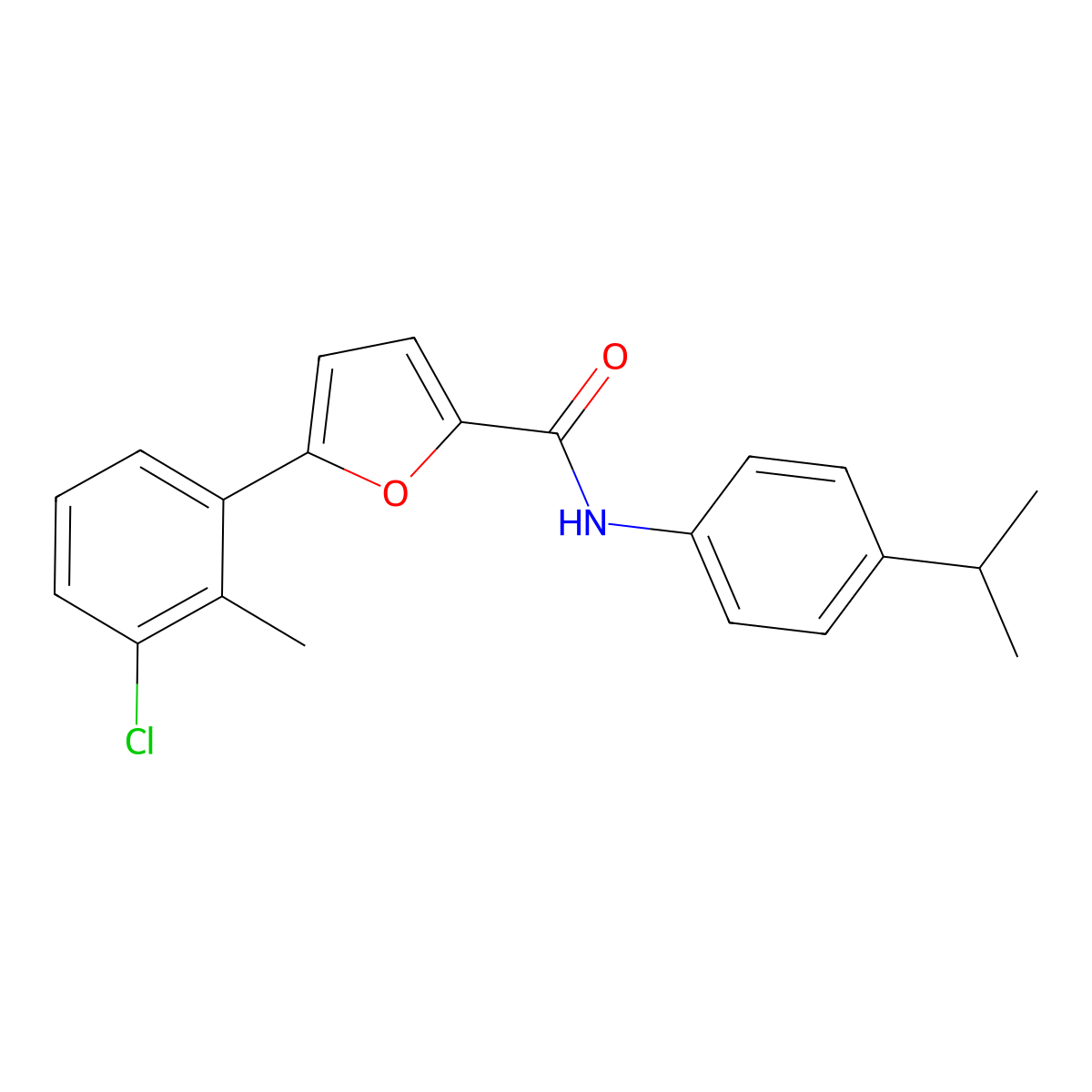 5-(3-chloro-2-methylphenyl)-N-(4-propan-2-ylphenyl)furan-2-carboxamide molecular structure, CAS 6170-96-3