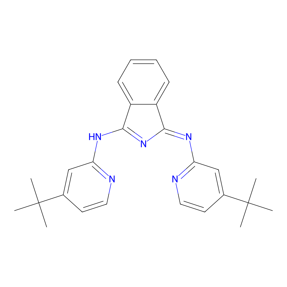 N-(4-tert-butyl-2-pyridinyl)-3-[(4-tert-butyl-2-pyridinyl)imino]isoindol-1-amine molecular structure, CAS 61702-08-7