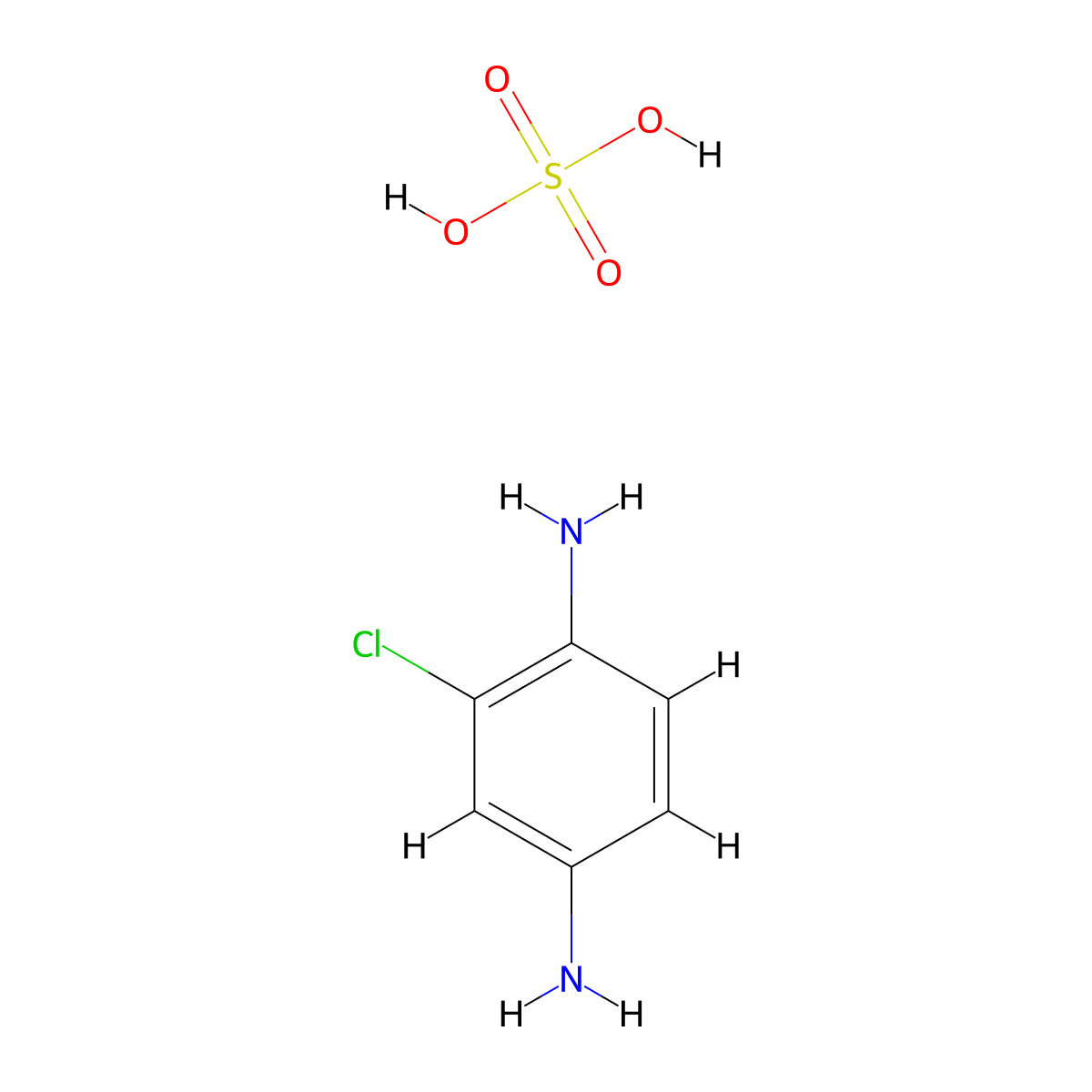 2-Chloro-p-phenylenediamine sulfate molecular structure, CAS 61702-44-1