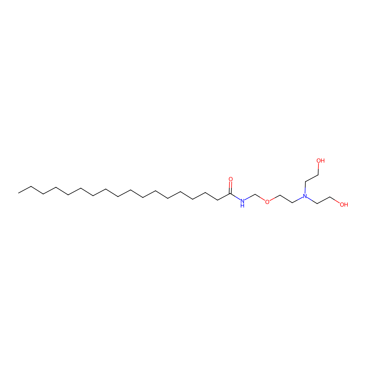 Octadecanamide, N-((2-(bis(2-hydroxyethyl)amino)ethoxy)methyl)- molecular structure, CAS 61702-64-5