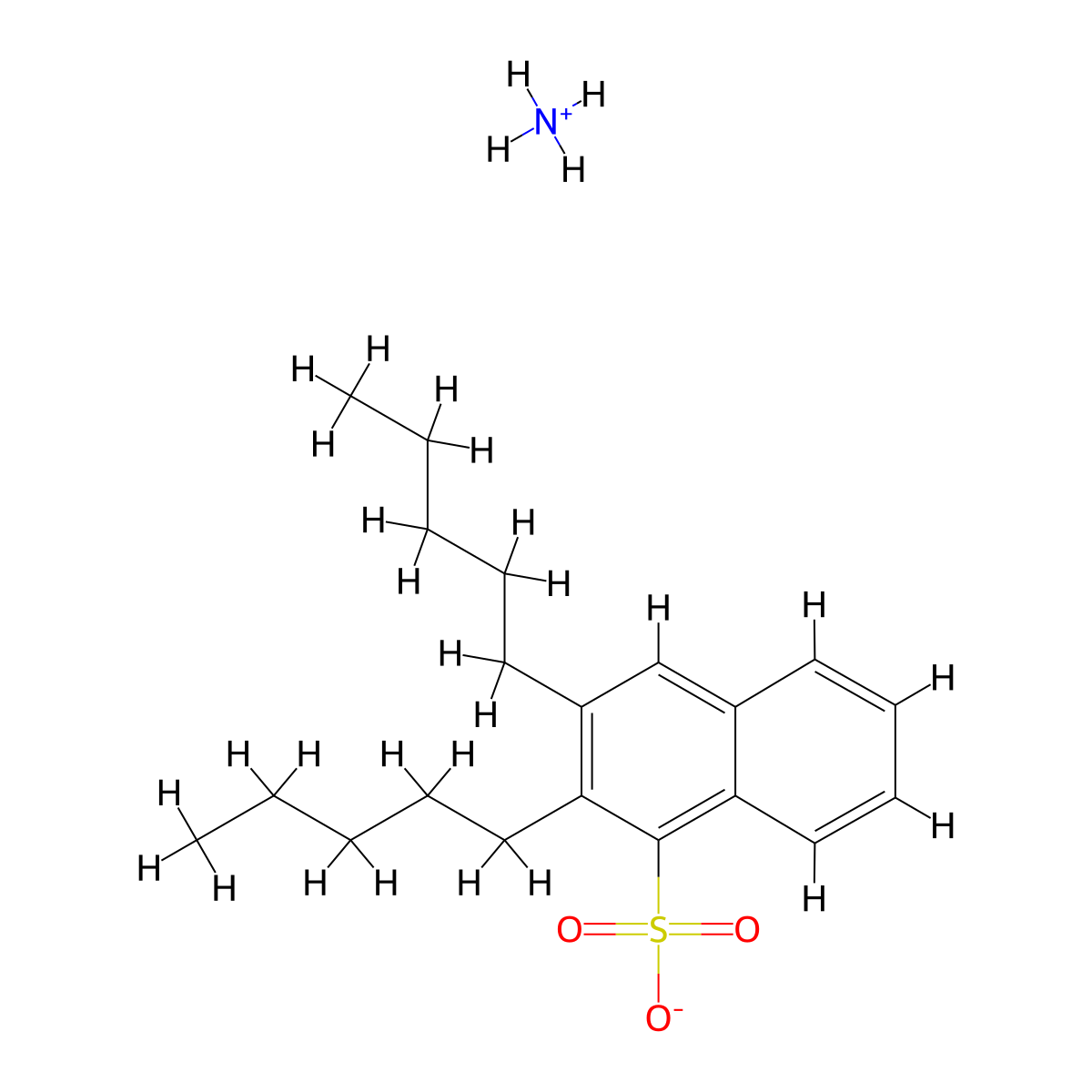 Naphthalenesulfonic acid, dipentyl-, ammonium salt (1:1) molecular structure, CAS 61702-92-9
