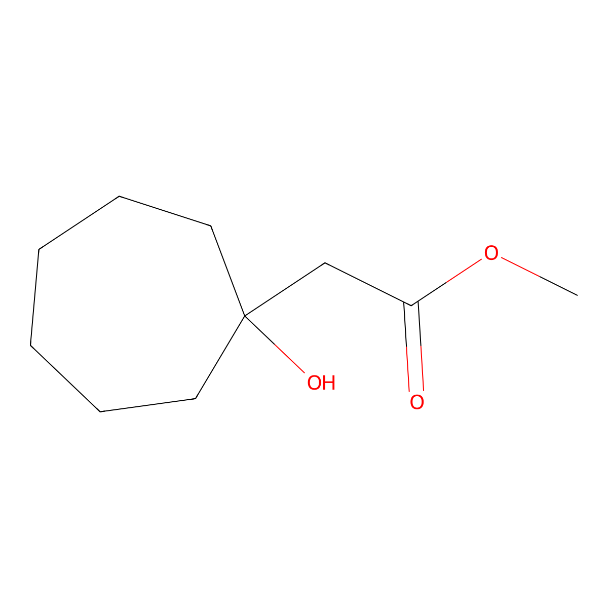 Methyl 2-(1-hydroxycycloheptyl)acetate molecular structure, CAS 61704-67-4