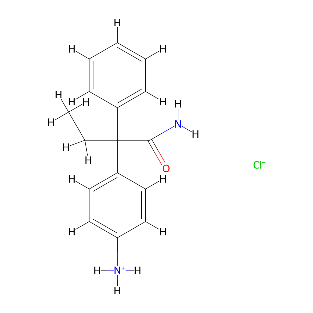 Butyramide, 2-(p-aminophenyl)-2-phenyl-, hydrochloride molecular structure, CAS 61706-42-1
