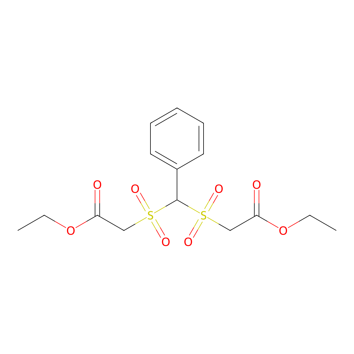 Acetic acid, 2,2'-[(phenylmethylene)bis(sulfonyl)]bis-, diethyl ester molecular structure, CAS 61713-32-4