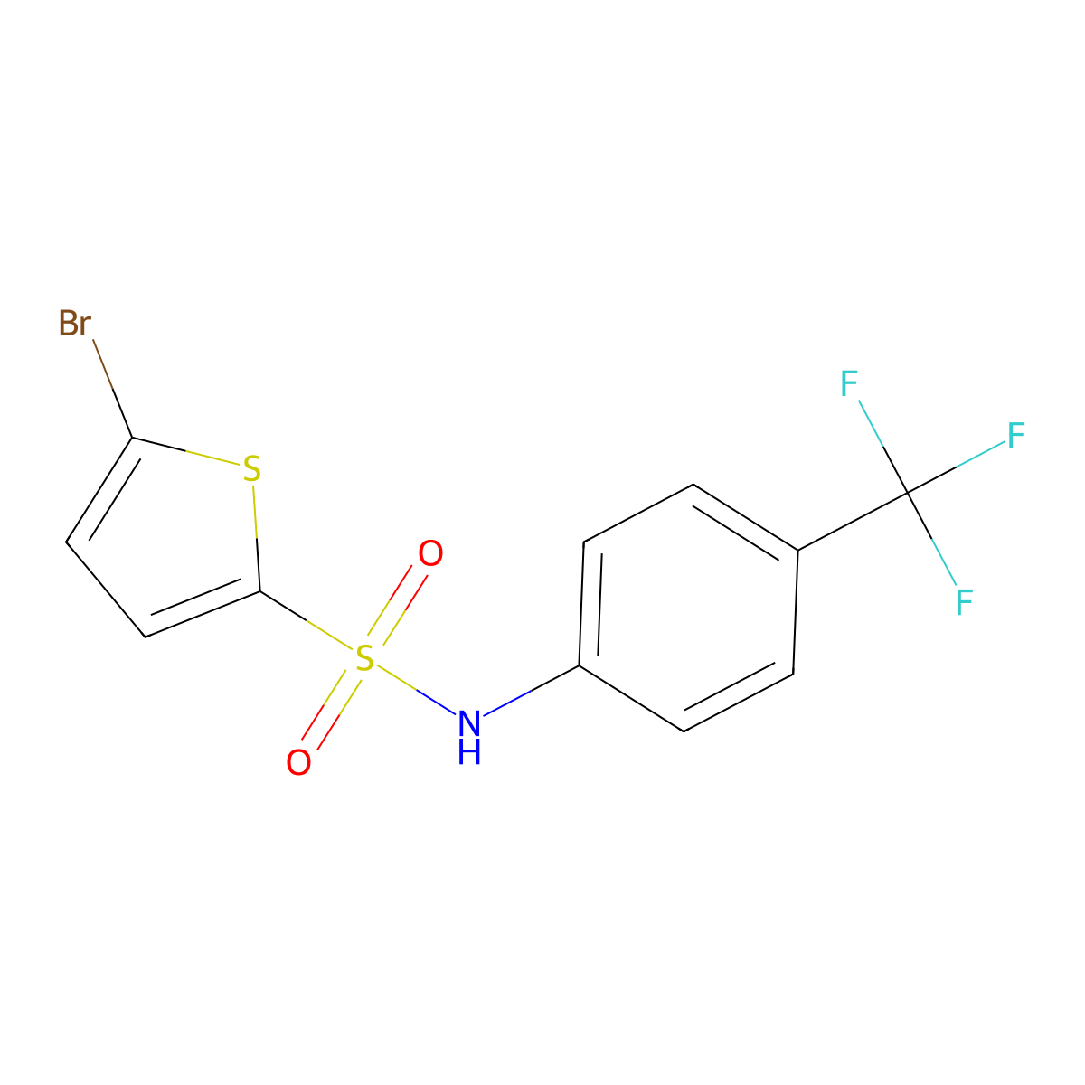 5-bromo-N-[4-(trifluoromethyl)phenyl]thiophene-2-sulfonamide molecular structure, CAS 61714-62-3