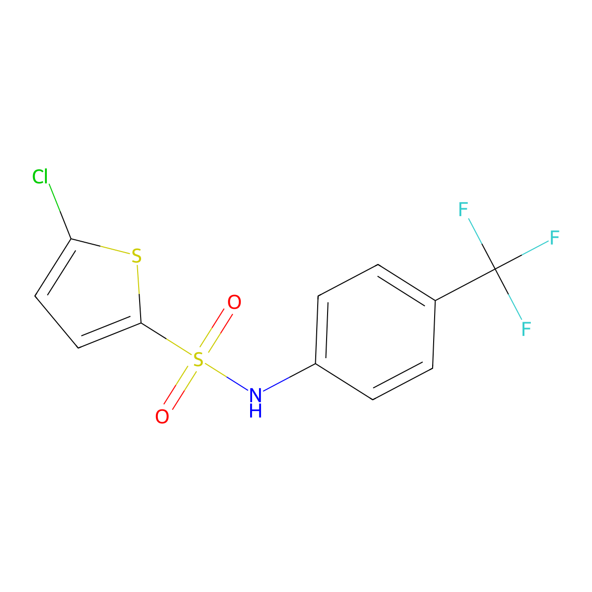 5-chloro-N-[4-(trifluoromethyl)phenyl]thiophene-2-sulfonamide molecular structure, CAS 61714-64-5