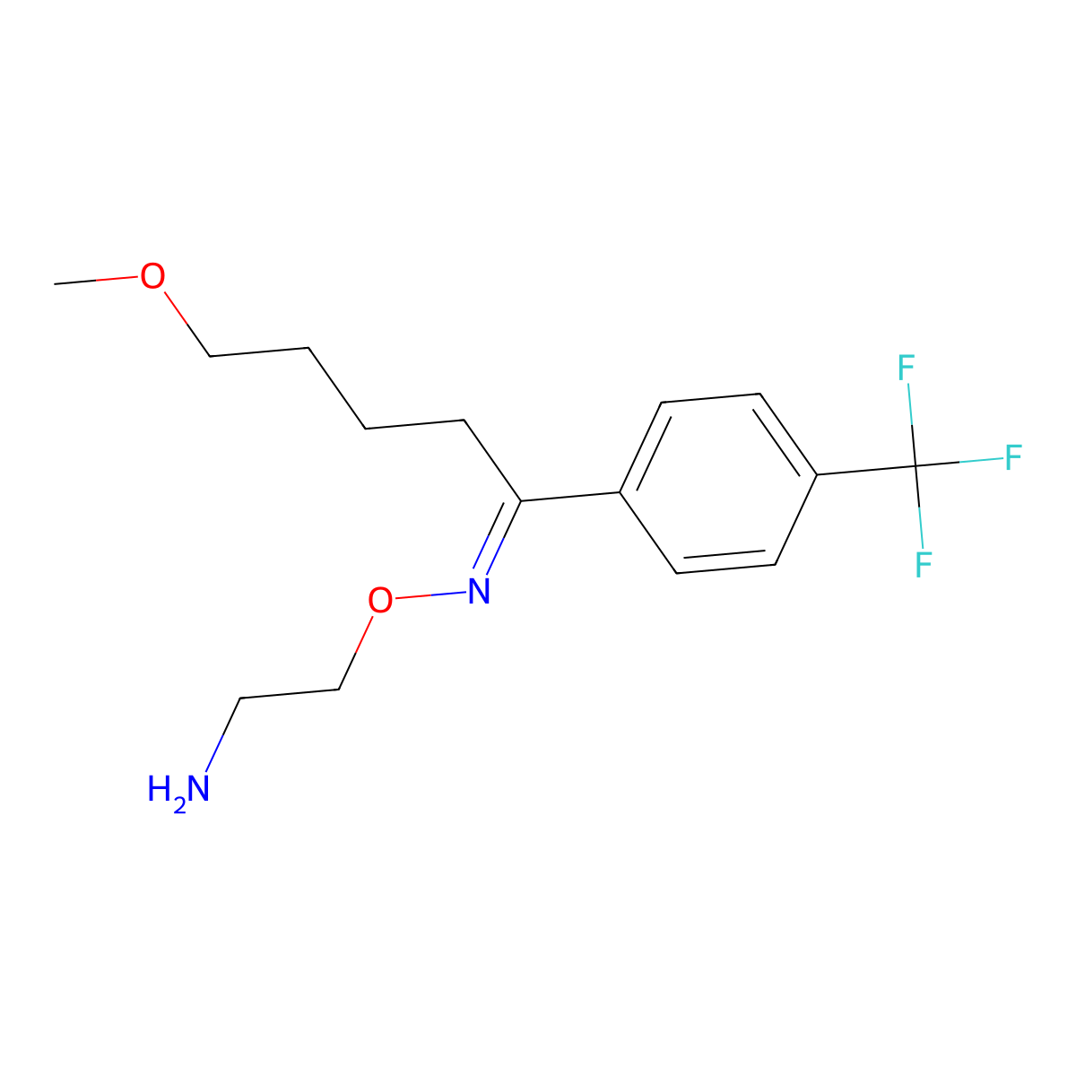 5-Methoxy-1-(4-(trifluoromethyl)phenyl)-1-pentanone O-(2-aminoethyl)oxime molecular structure, CAS 61718-81-8