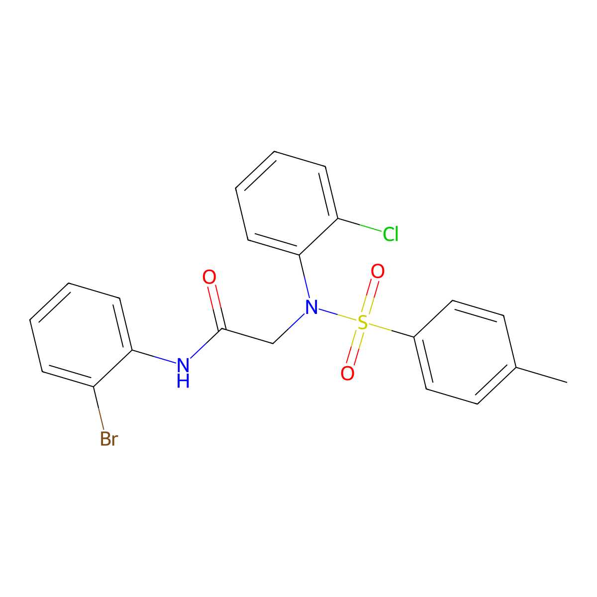 N-(2-bromophenyl)-2-(2-chloro-N-(4-methylphenyl)sulfonylanilino)acetamide molecular structure, CAS 6172-00-5