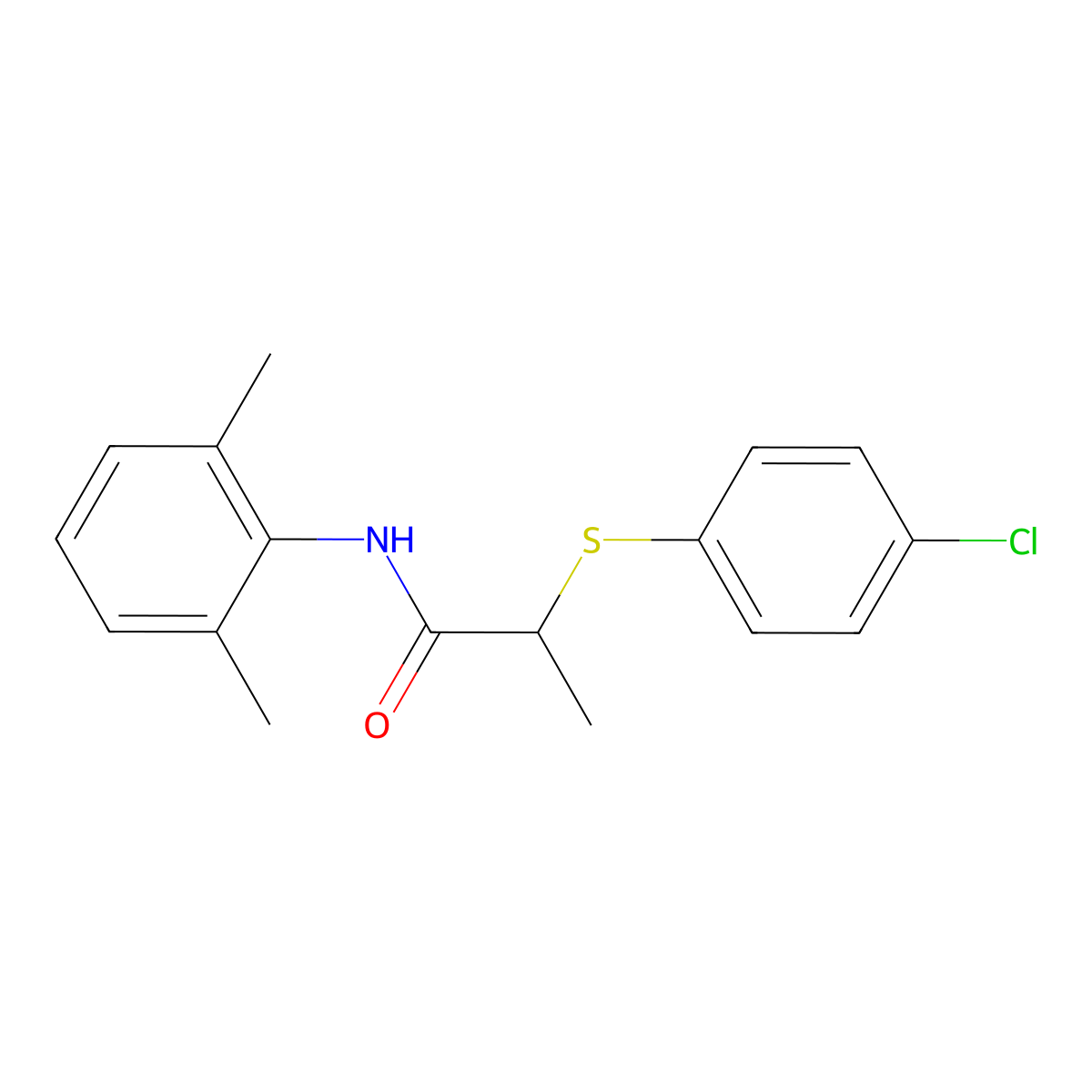 2-(4-chlorophenyl)sulfanyl-N-(2,6-dimethylphenyl)propanamide molecular structure, CAS 6172-29-8