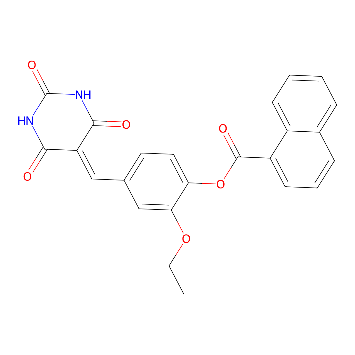 [2-ethoxy-4-[(2,4,6-trioxo-1,3-diazinan-5-ylidene)methyl]phenyl] Naphthalene-1-carboxylate molecular structure, CAS 6173-00-8