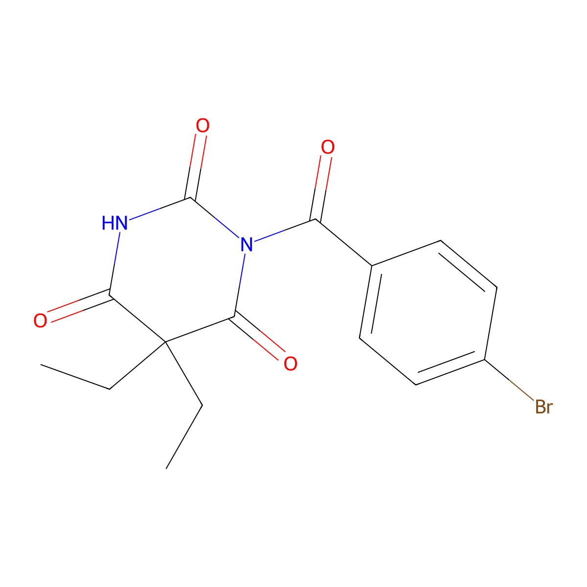 2,4,6(1H,3H,5H)-Pyrimidinetrione, 1-(4-bromobenzoyl)-5,5-diethyl- molecular structure, CAS 61732-45-4
