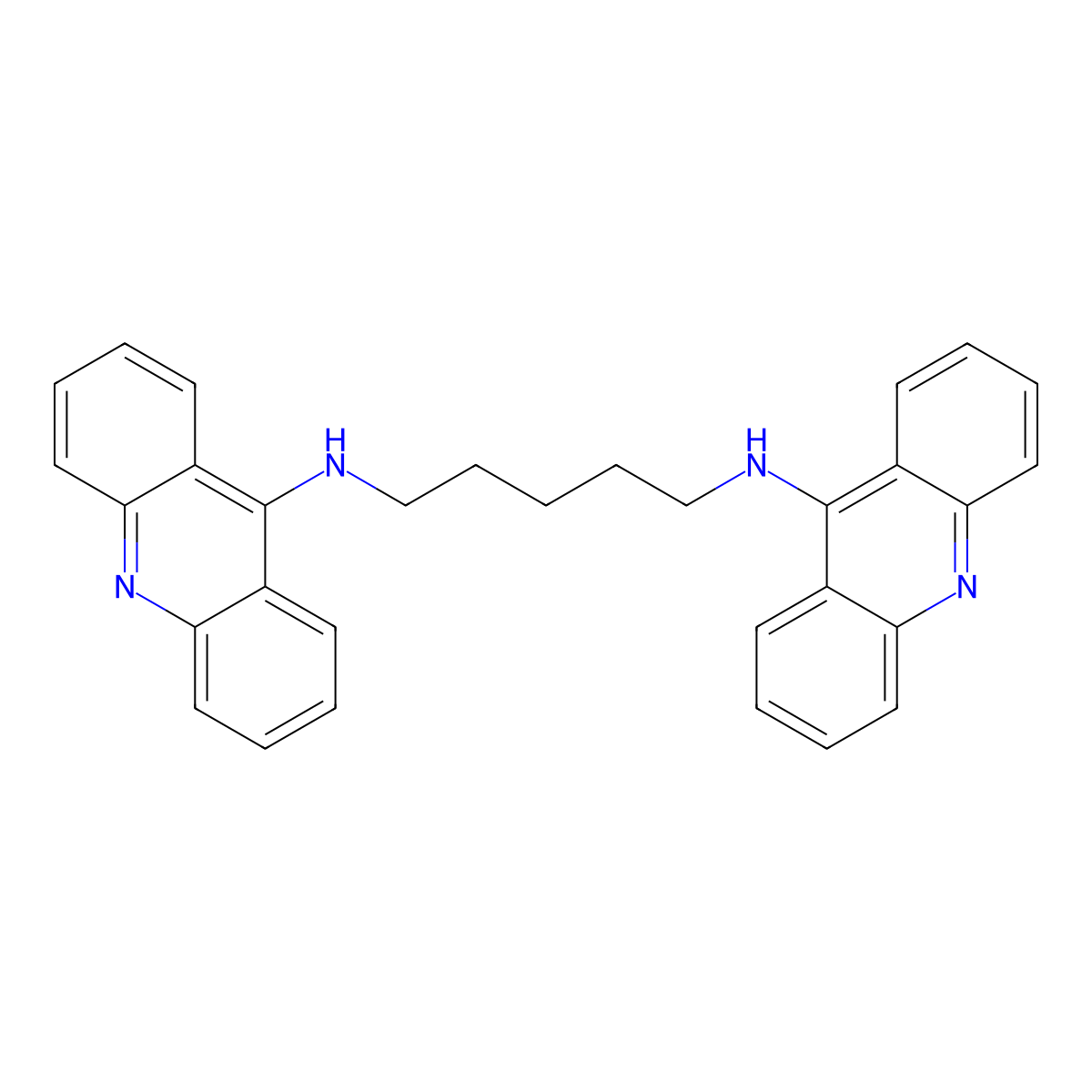 N,N'-Bis(9-acridinyl)-1,5-pentanediamine molecular structure, CAS 61732-86-3