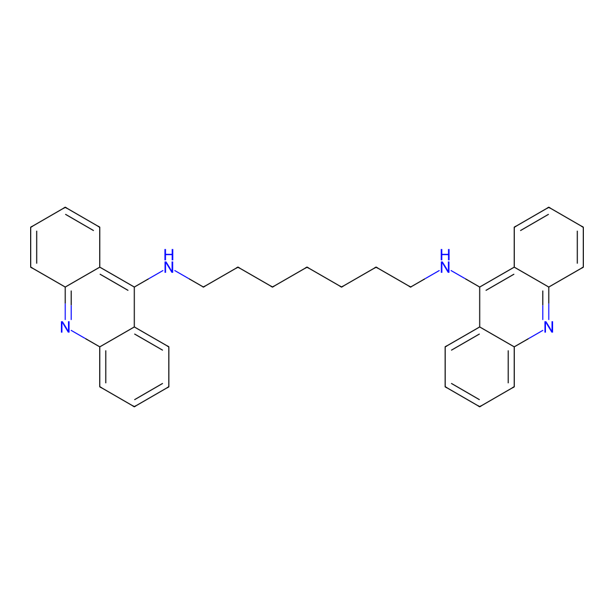 Acridine, 9,9'-heptamethylenediiminobis- molecular structure, CAS 61732-87-4