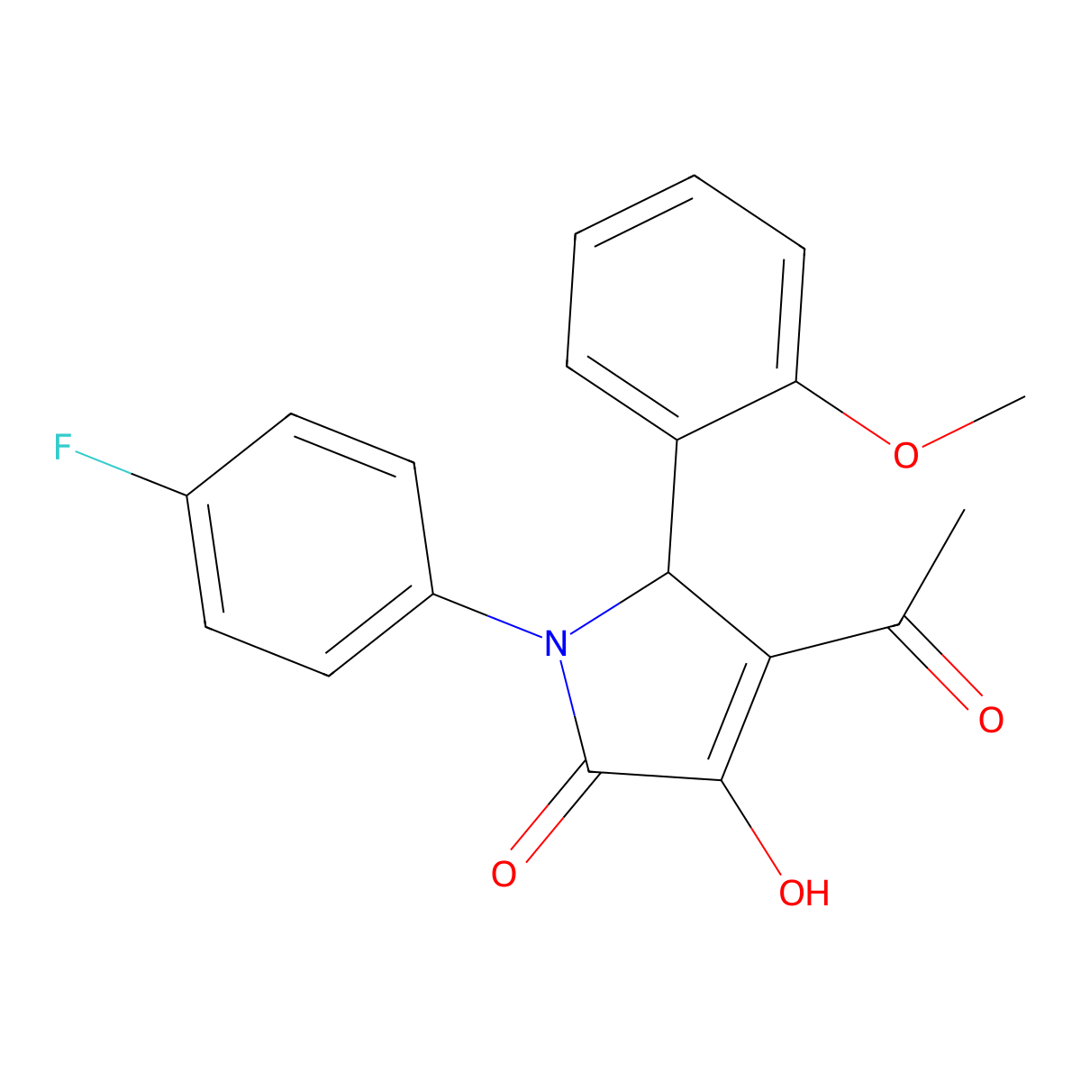 3-acetyl-1-(4-fluorophenyl)-4-hydroxy-2-(2-methoxyphenyl)-2H-pyrrol-5-one molecular structure, CAS 6174-68-1