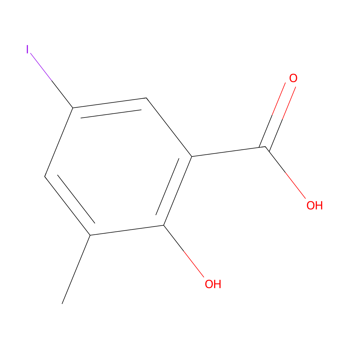 2-Hydroxy-5-iodo-3-methylbenzoic acid molecular structure, CAS 6174-78-3