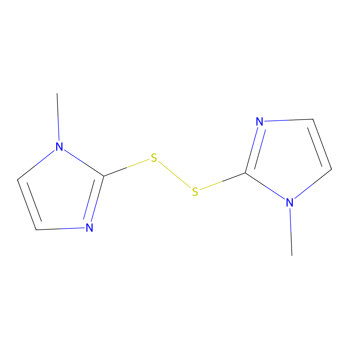 1-methyl-2-((1-methyl-1H-imidazol-2-yl)disulfanyl)-1H-imidazole molecular structure, CAS 61747-29-3