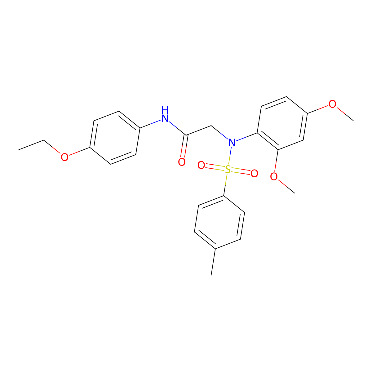 2-(2,4-dimethoxy-N-(4-methylphenyl)sulfonylanilino)-N-(4-ethoxyphenyl)acetamide molecular structure, CAS 6176-26-7