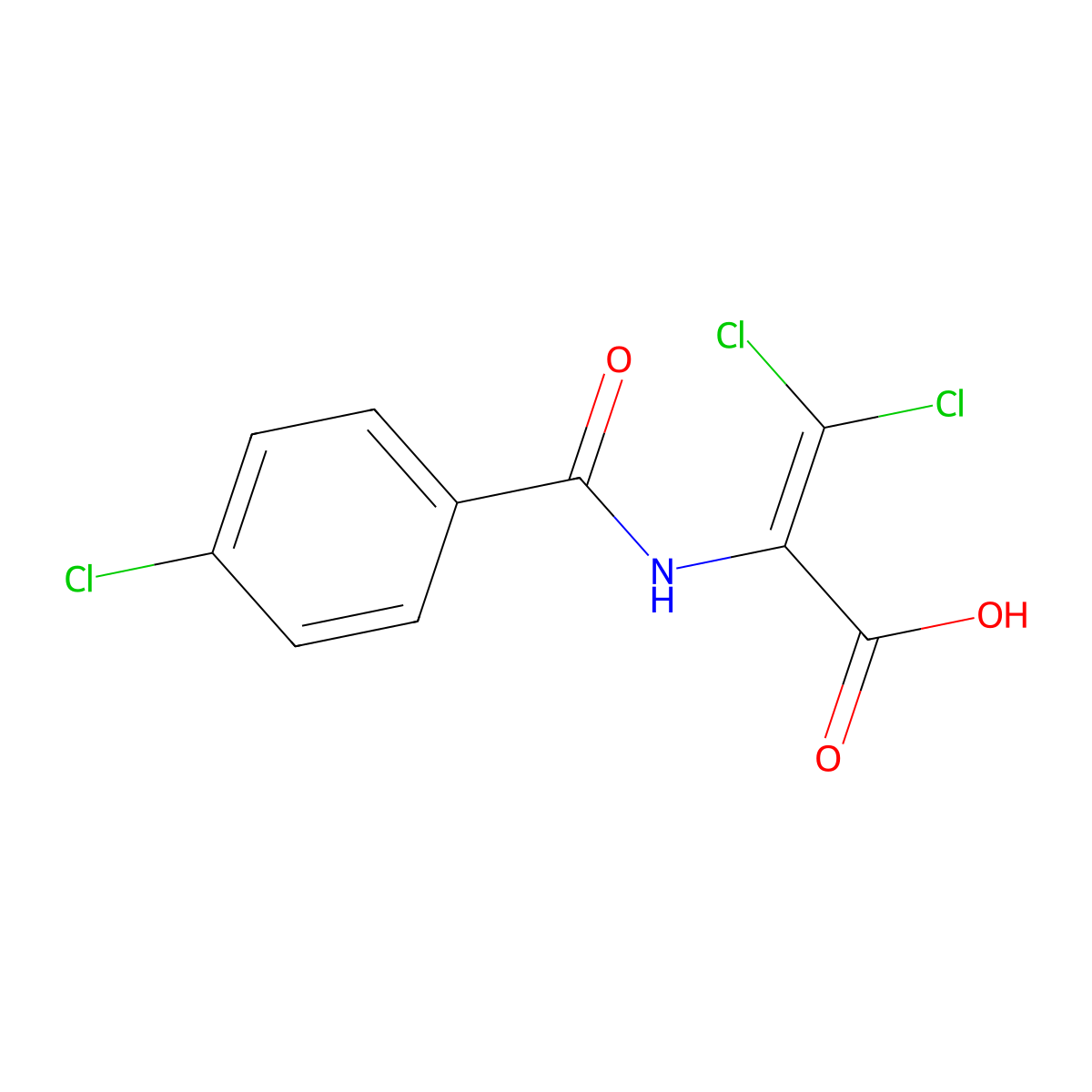 3,3-Dichloro-2-[(4-chlorobenzoyl)amino]prop-2-enoic acid molecular structure, CAS 61767-29-1