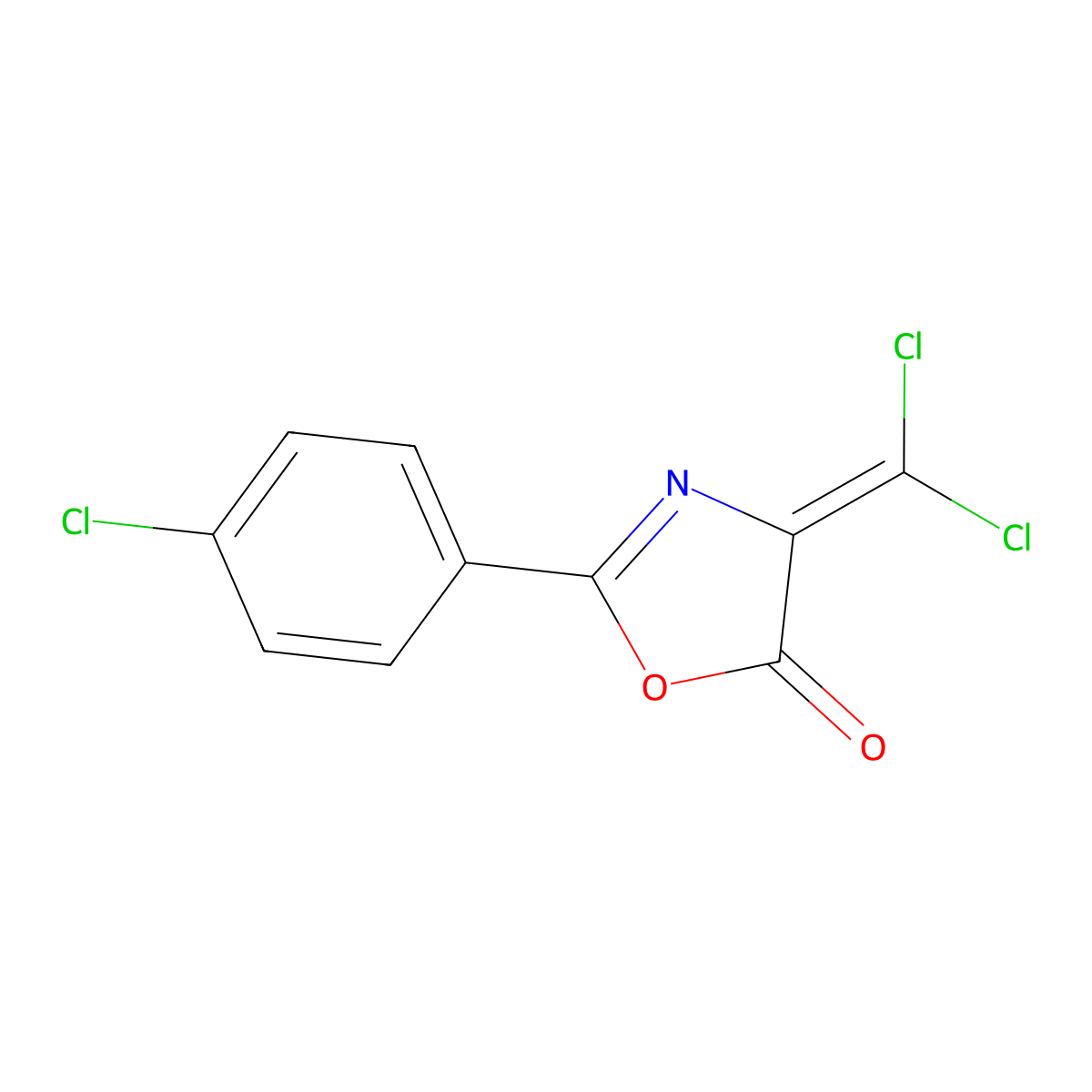 5(4H)-Oxazolone, 2-(4-chlorophenyl)-4-(dichloromethylene)- molecular structure, CAS 61767-33-7