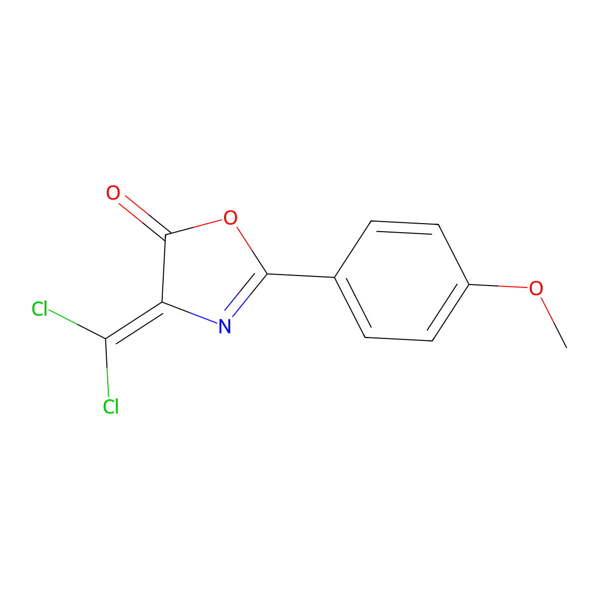 4-(Dichloromethylidene)-2-(4-methoxyphenyl)-1,3-oxazol-5(4H)-one molecular structure, CAS 61767-35-9