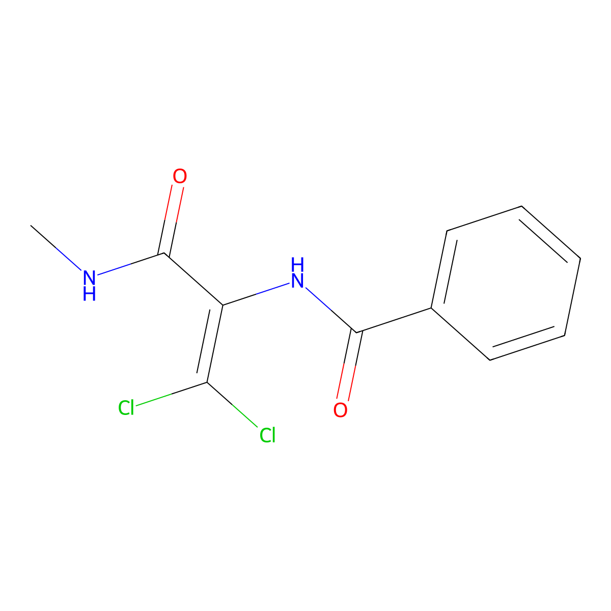 Benzamide, N-[2,2-dichloro-1-[(methylamino)carbonyl]ethenyl]- molecular structure, CAS 61767-36-0
