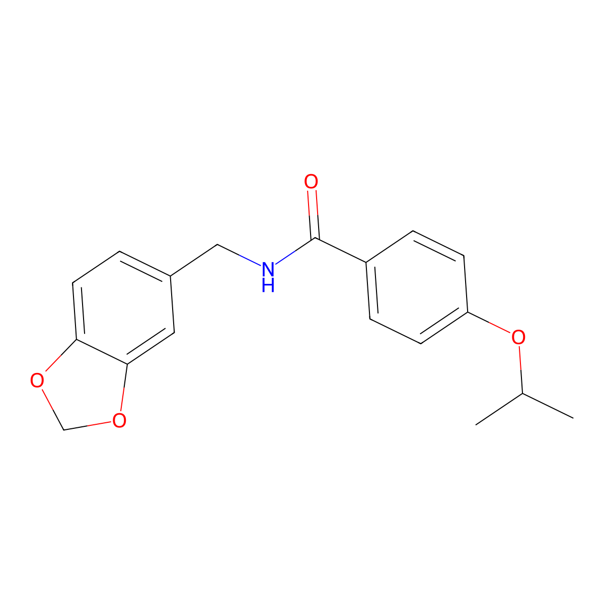 N-(1,3-benzodioxol-5-ylmethyl)-4-(propan-2-yloxy)benzamide molecular structure, CAS 617676-01-4