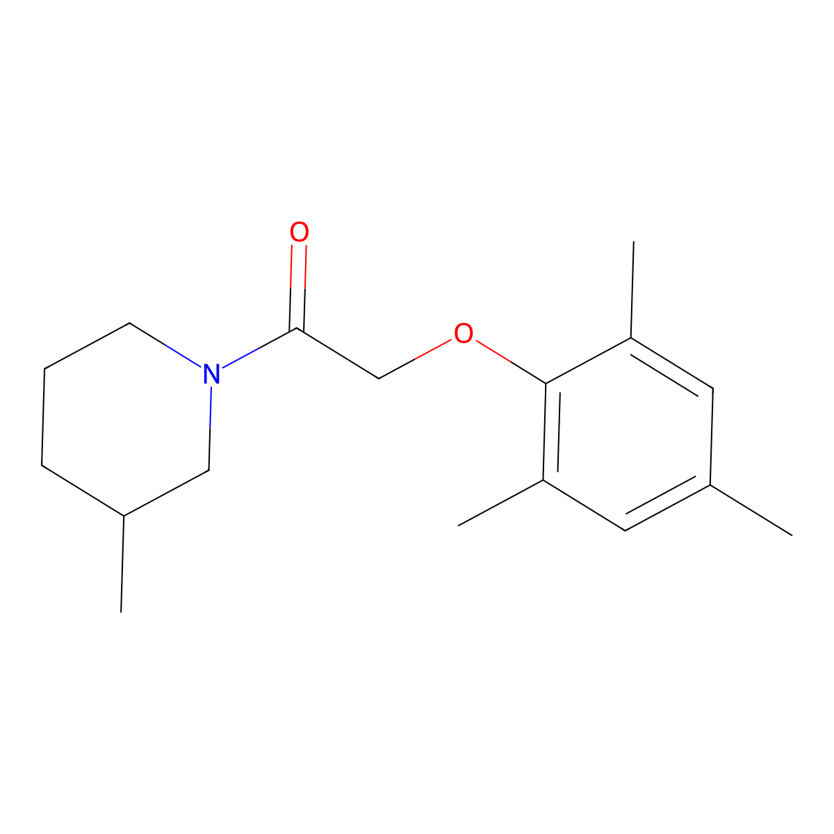 Mesityl 2-(3-methyl-1-piperidinyl)-2-oxoethyl ether molecular structure, CAS 617676-92-3