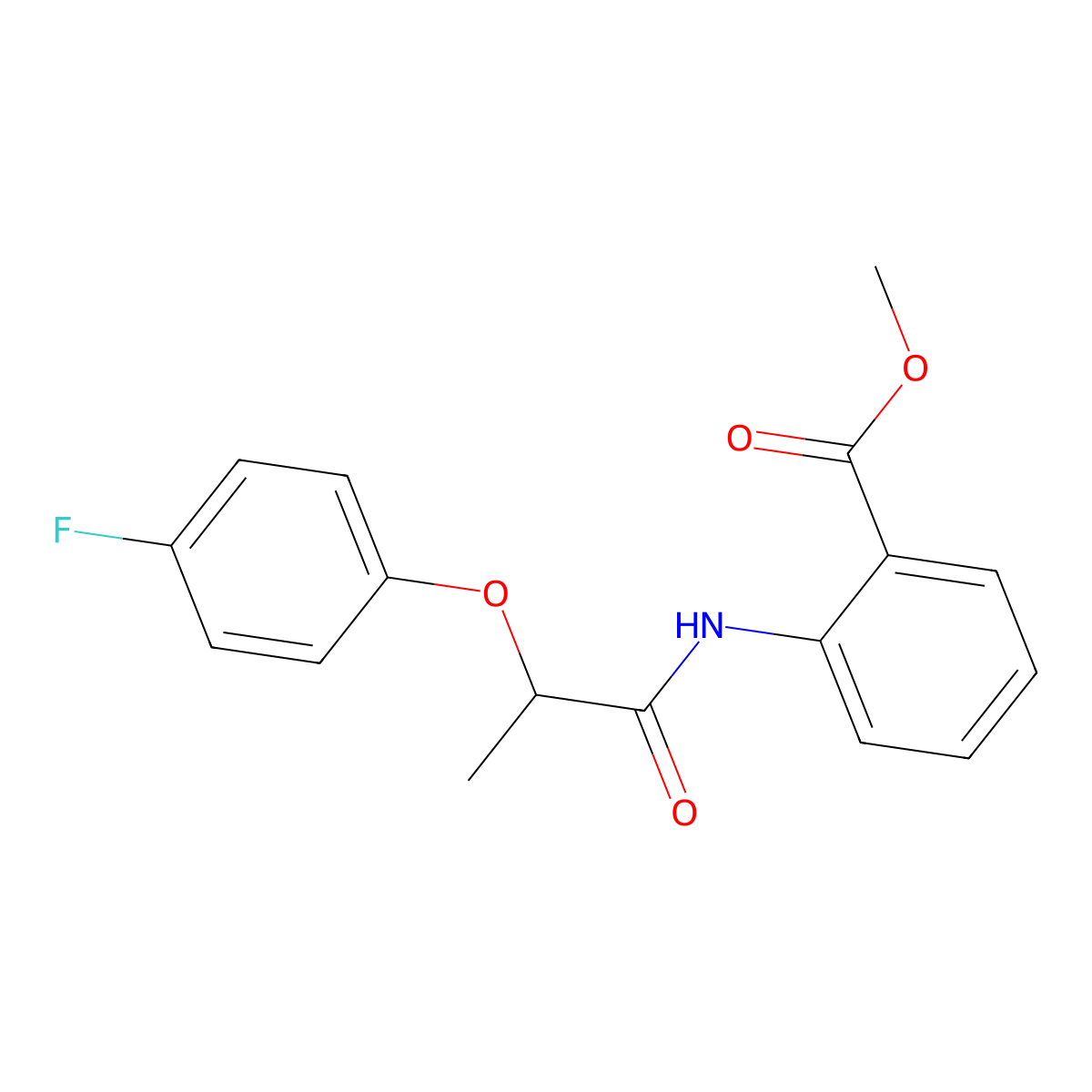 Methyl 2-{[2-(4-fluorophenoxy)propanoyl]amino}benzoate molecular structure, CAS 617679-11-5