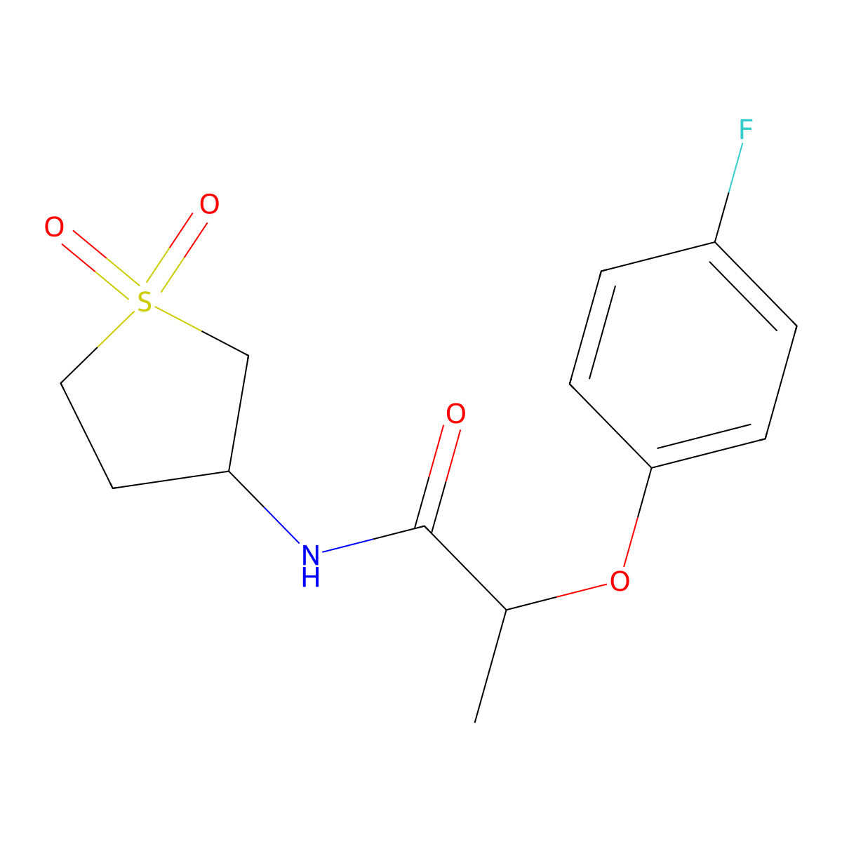 N-(1,1-dioxothiolan-3-yl)-2-(4-fluorophenoxy)propanamide molecular structure, CAS 617679-16-0