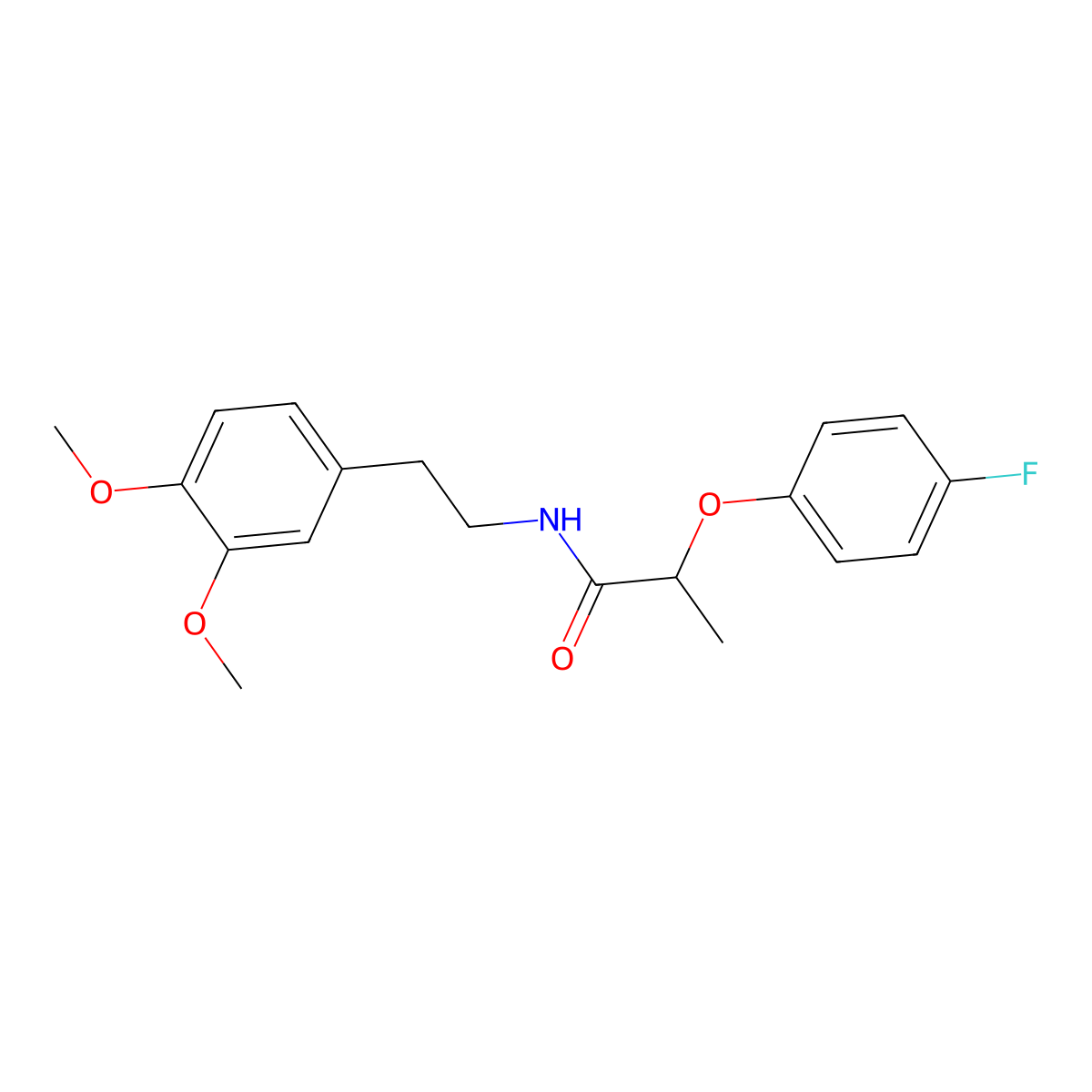 N-[2-(3,4-dimethoxyphenyl)ethyl]-2-(4-fluorophenoxy)propanamide molecular structure, CAS 617679-67-1