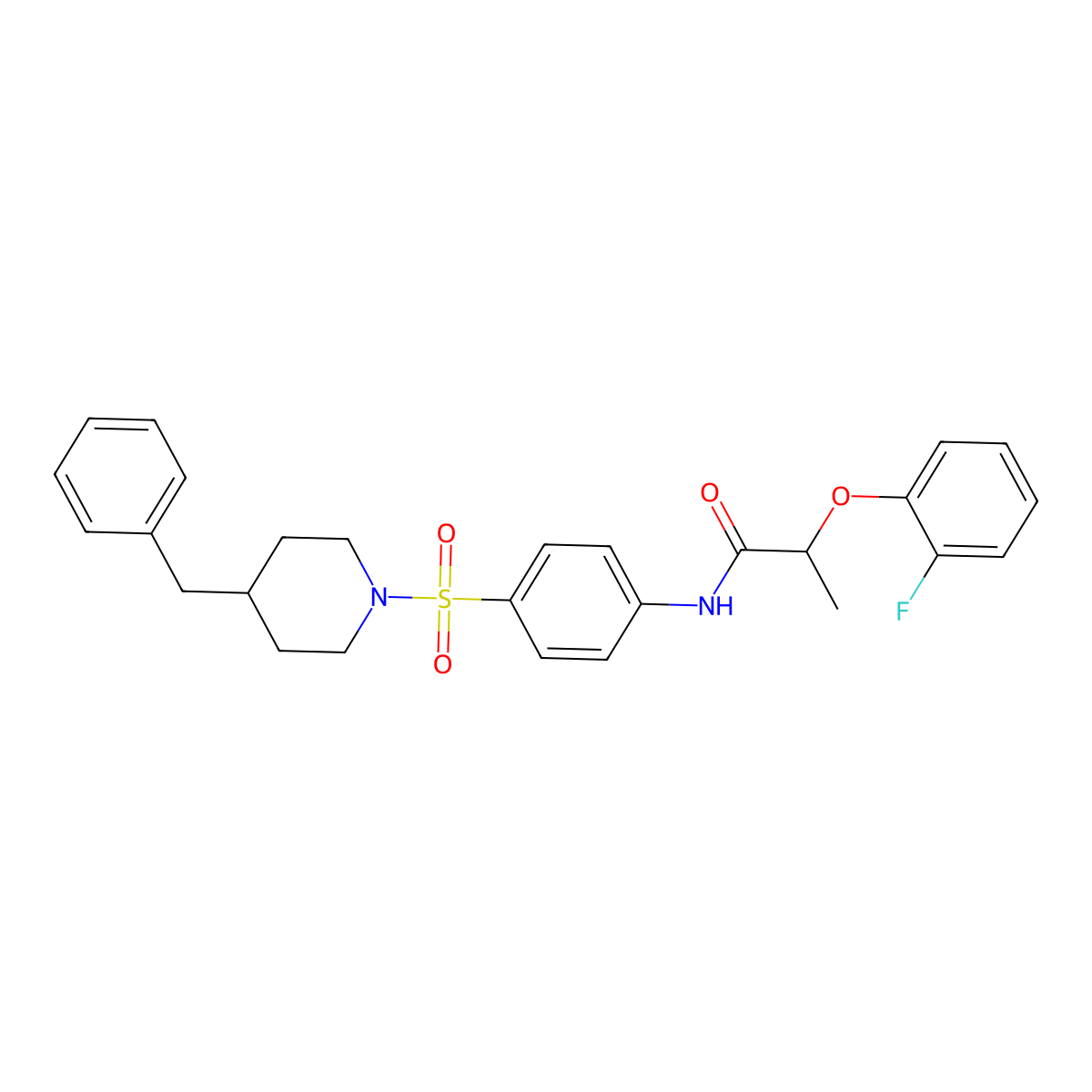 N-[4-(4-benzylpiperidin-1-yl)sulfonylphenyl]-2-(2-fluorophenoxy)propanamide molecular structure, CAS 617680-04-3