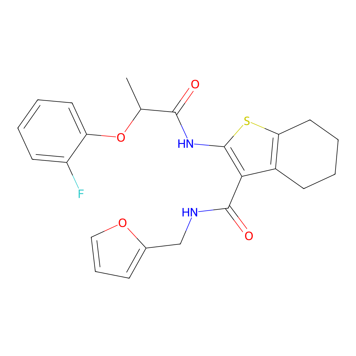2-((2-(2-Fluorophenoxy)propanoyl)amino)-N-(2-furylmethyl)-4,5,6,7-tetrahydro-1-benzothiophene-3-carboxamide molecular structure, CAS 617680-19-0