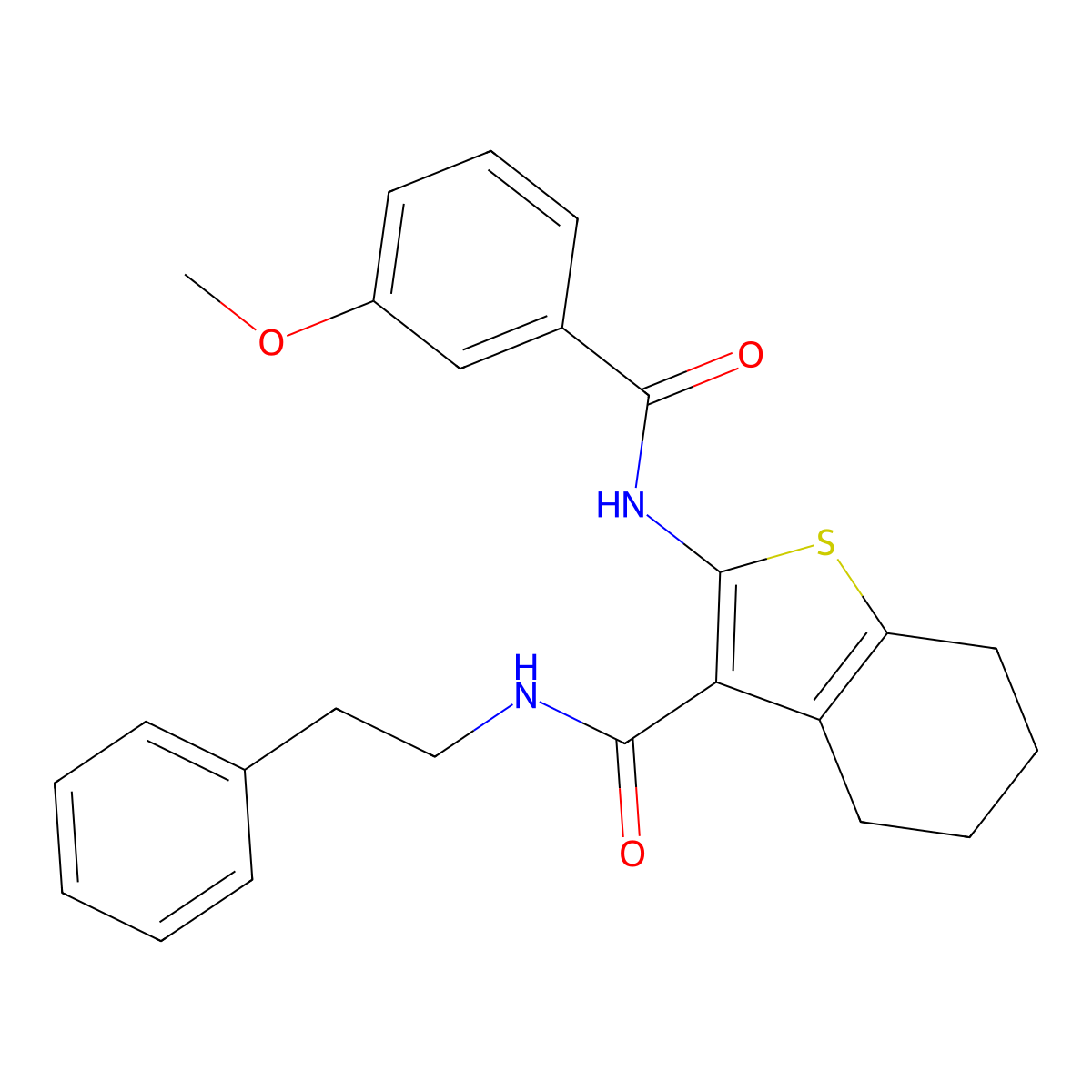 2-[(3-methoxybenzoyl)amino]-N-(2-phenylethyl)-4,5,6,7-tetrahydro-1-benzothiophene-3-carboxamide molecular structure, CAS 617680-41-8