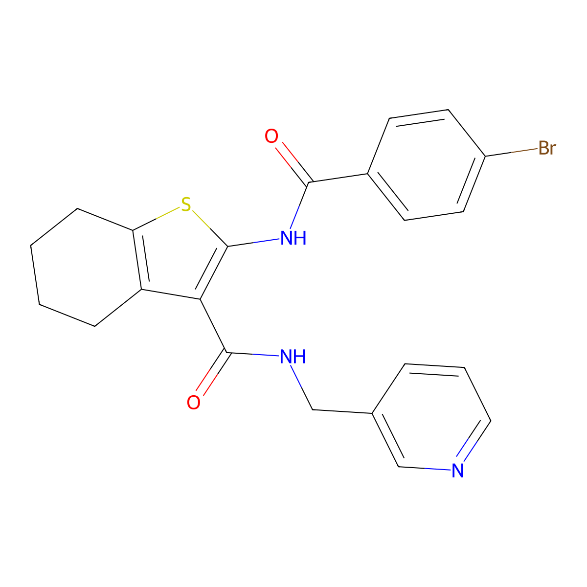 2-[(4-bromobenzoyl)amino]-N-(3-pyridinylmethyl)-4,5,6,7-tetrahydro-1-benzothiophene-3-carboxamide molecular structure, CAS 617680-47-4
